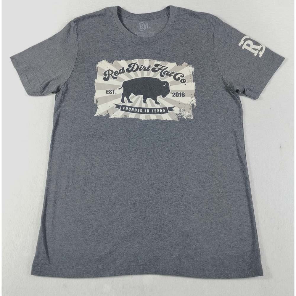 Red Dirt Hat Co Shirt Mens Large Gray Founded In Texas Buffalo Graphic Tee